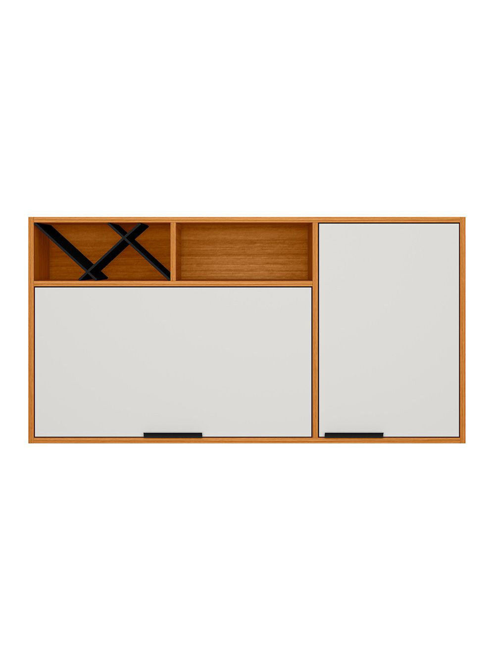 Armário Aéreo 120cm 02 Portas Ravena Nicho Com Adega Poliman - Freijo e Off Acetinado