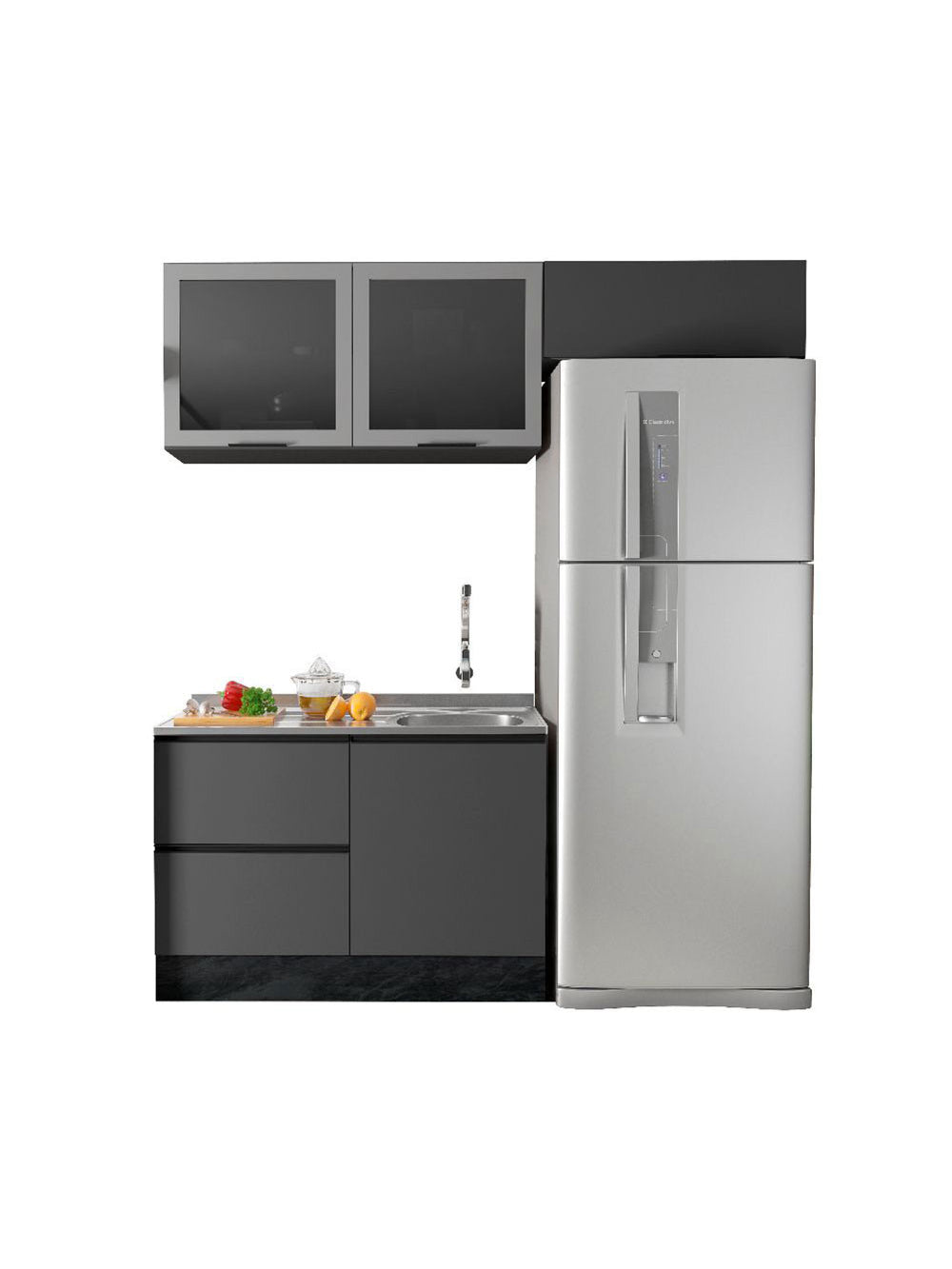 Cozinha Modulada Etna 3 Peças para Pia 4 Portas Poliman Móveis - Grafite