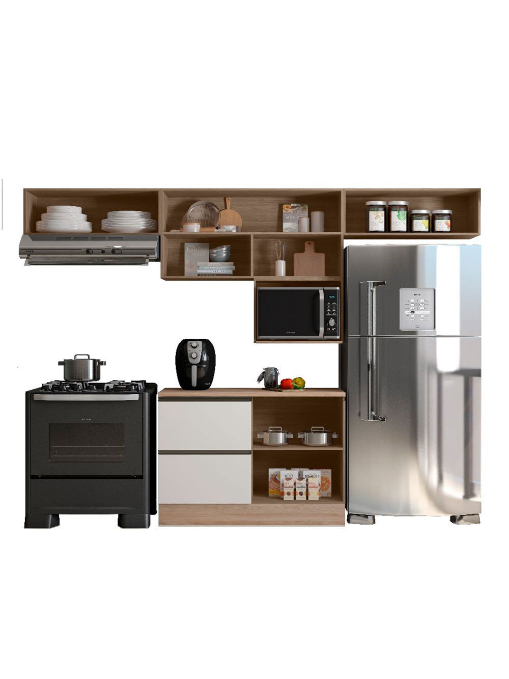 Cozinha Modulada Etna 5 Peças com Tampo e Nicho 5 Portas Poliman Móveis