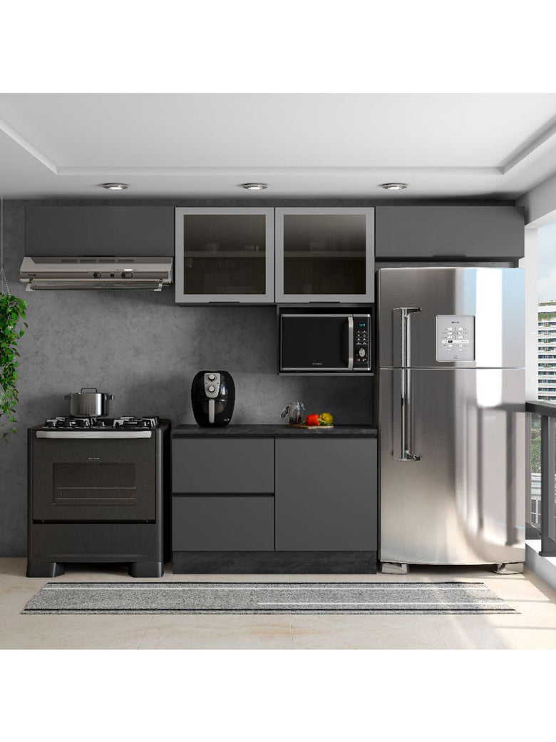 Cozinha Modulada Etna 5 Peças com Tampo e Nicho 5 Portas Poliman Móveis