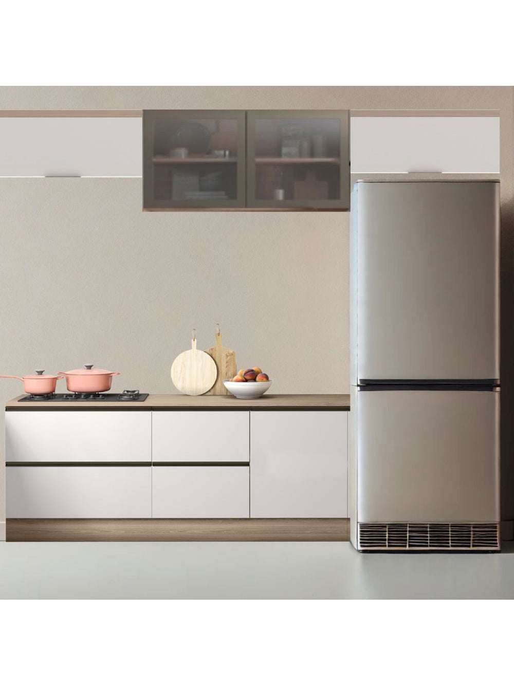 Cozinha Modulada Etna 5 Peças com Tampo 6 Portas Poliman Móveis - Grafite