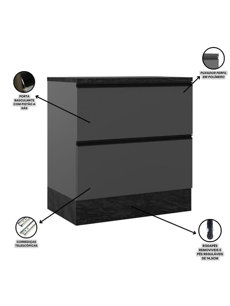 Cozinha Modulada Etna 5 Peças com Tampo 6 Portas Poliman Móveis