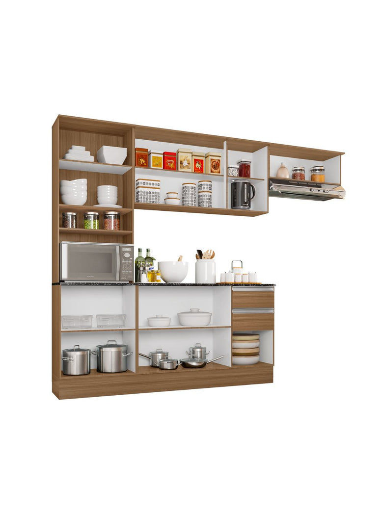 Cozinha Compacta 9 Portas 2 Gavetas Com Balcão Tampo Paris