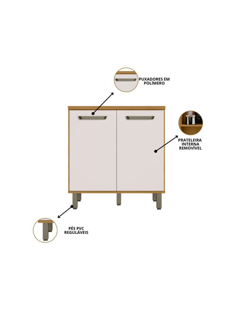 Cozinha Modulada Criare 8 peças com Canto Poliman Móveis