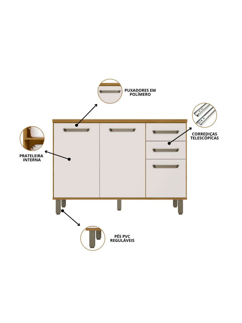 Cozinha Modulada Criare 8 peças com Canto Poliman Móveis