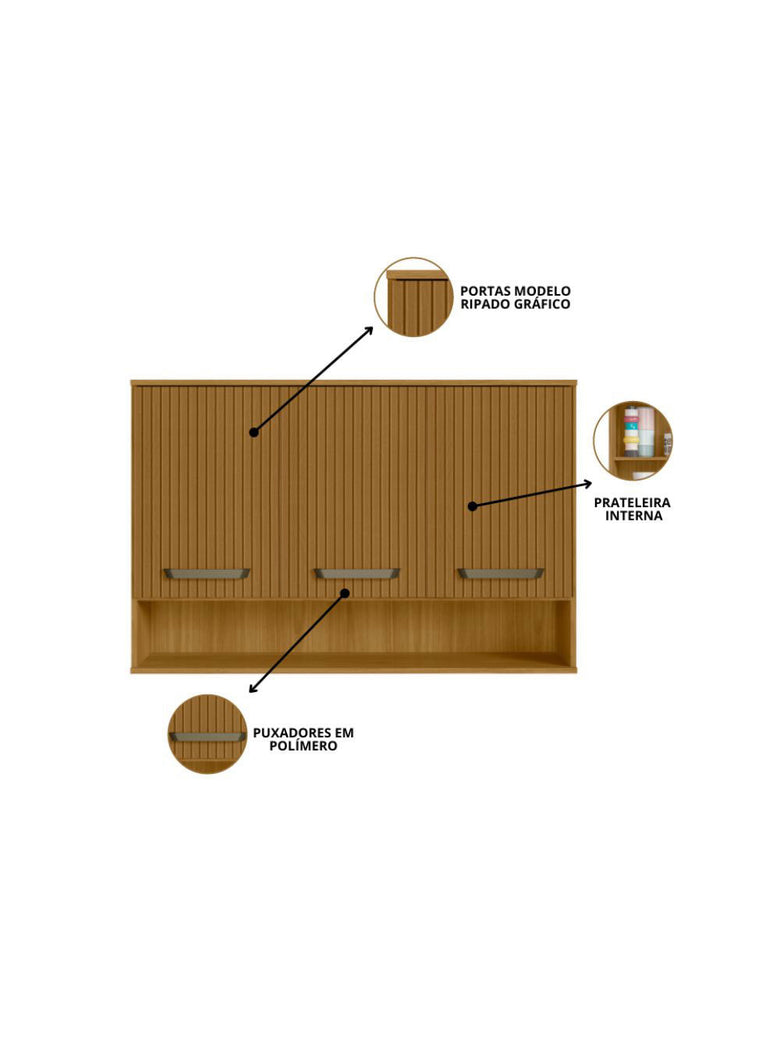 Cozinha Modulada Criare 8 peças com Canto Poliman Móveis