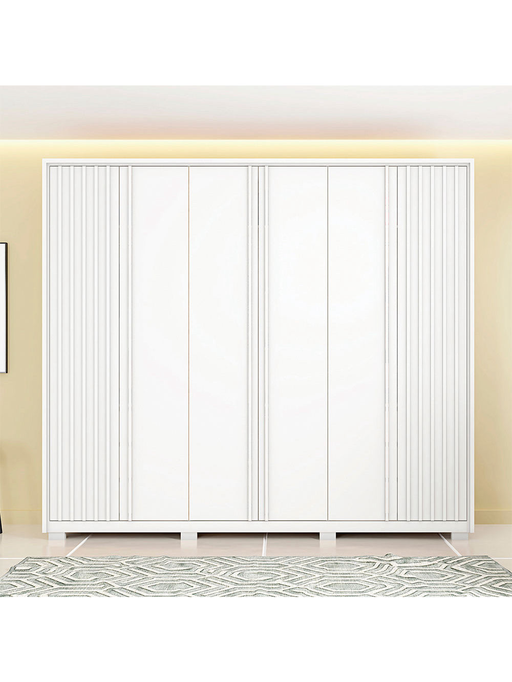 Guarda Roupa Casal Apollo 6 Portas 6 Gavetas Caemmun - Buriti com Off White