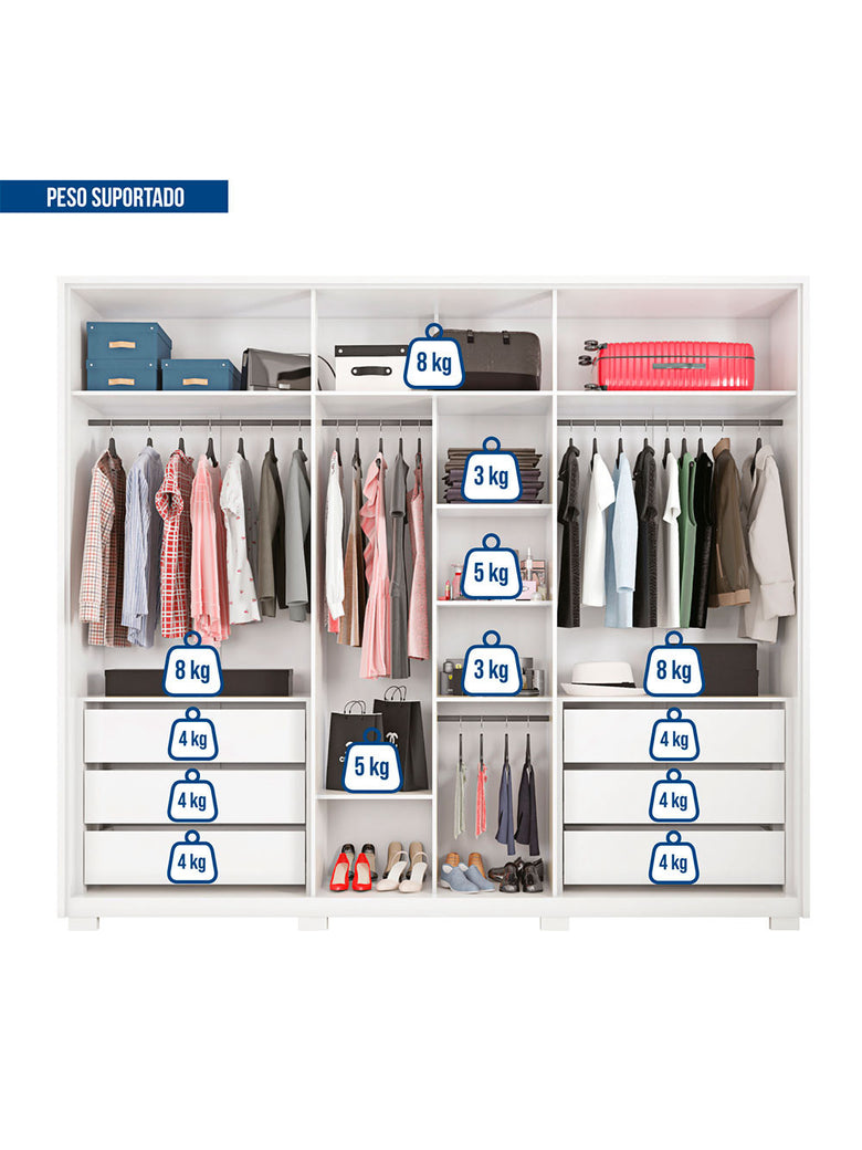 Guarda Roupa Casal Apollo 6 Portas 6 Gavetas Caemmun