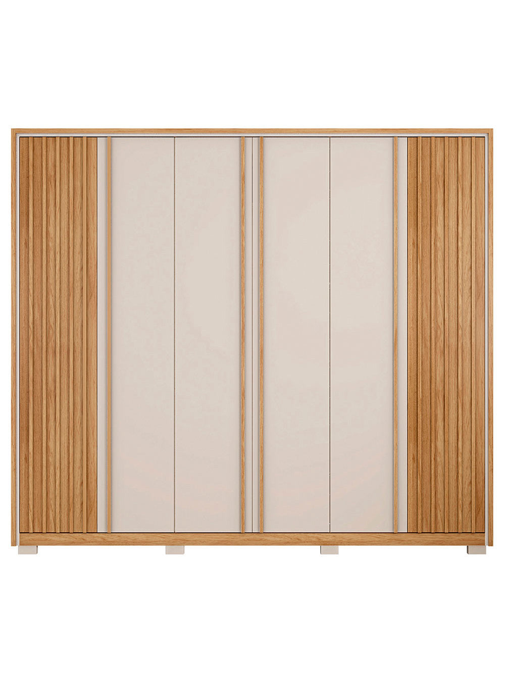 Guarda Roupa Casal Apollo 6 Portas 6 Gavetas Caemmun - Buriti com Off White