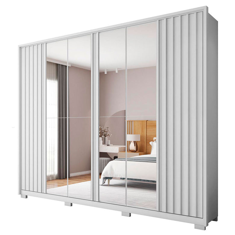 Guarda Roupa Casal Apollo Double Lux com Espelhos 6 Portas 6 Gavetas Caemmun