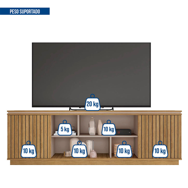 Rack Bancada para Tv até 75 Polegadas 2 Portas Simetria Caemmun