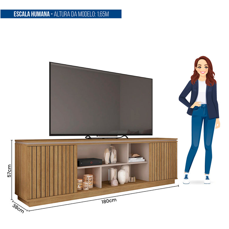 Rack Bancada para Tv até 75 Polegadas 2 Portas Simetria Caemmun