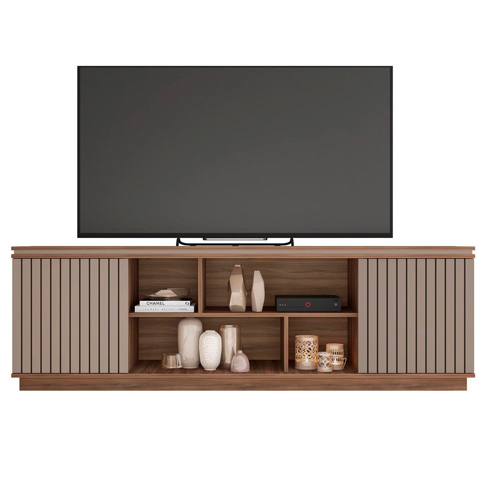 Rack Bancada para Tv até 75 Polegadas 2 Portas Simetria Caemmun - Nogueira San Remo/Fendi