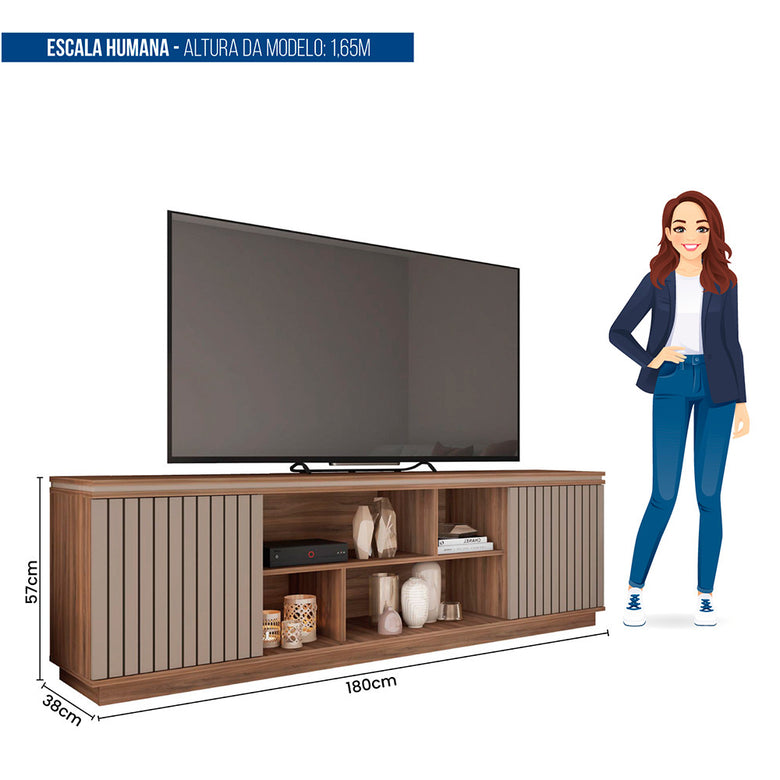 Rack Bancada para Tv até 75 Polegadas 2 Portas Simetria Caemmun