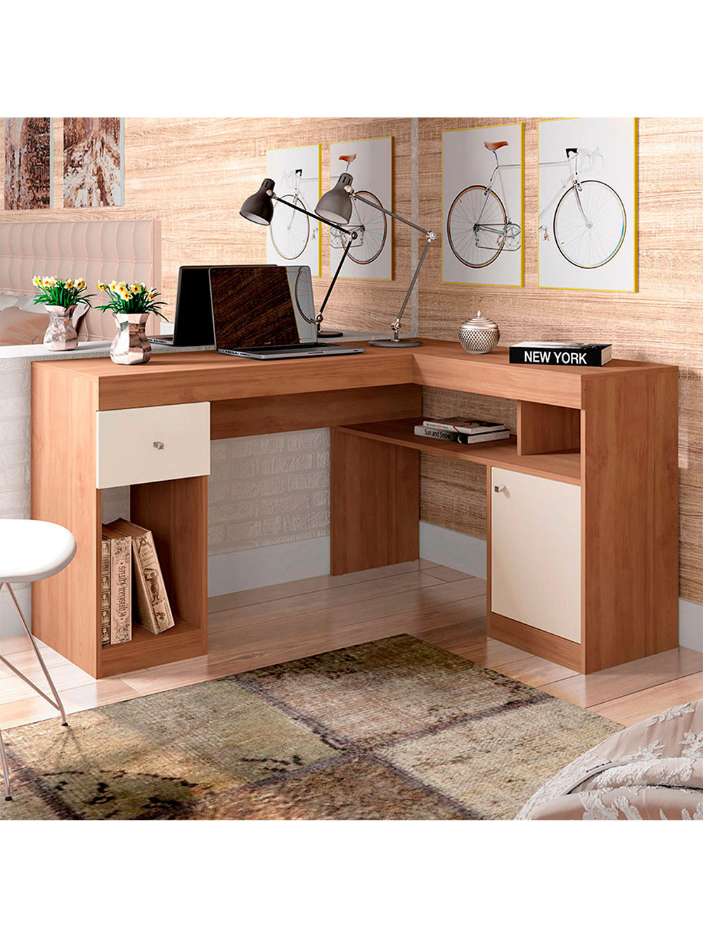 Mesa De Computador Com Porta e Gaveta Nilo Caemmun - Branco
