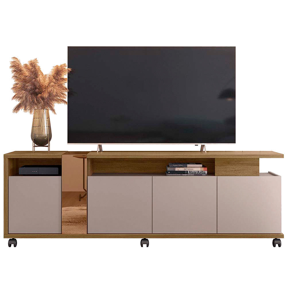 Rack Bancada para Tv até 70 Polegadas New Cristal Caemmun - Lamina Mel/Cacao