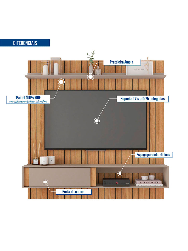 Painel para Tv até 70 Polegadas Boreal Caemmun