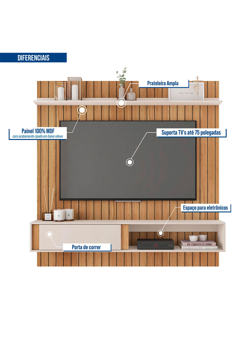 Painel para Tv até 70 Polegadas Boreal Caemmun