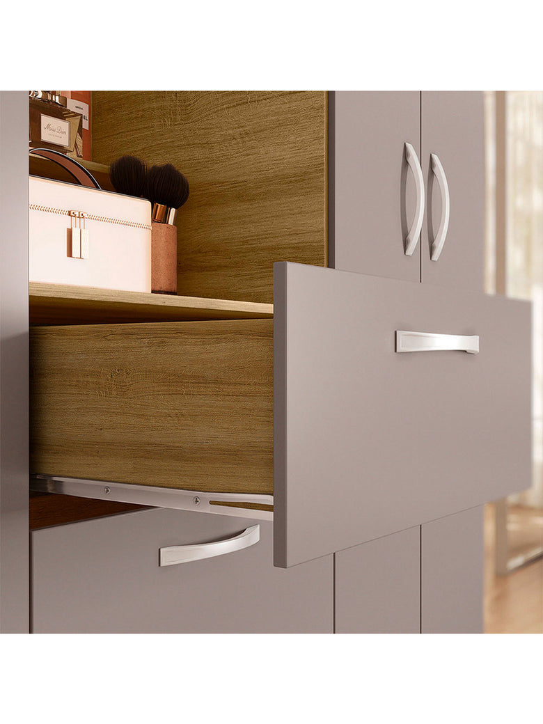 Guarda Roupa Casal 4 Portas 3 Gavetas Capelinha com Espelho Clapton Caemmun