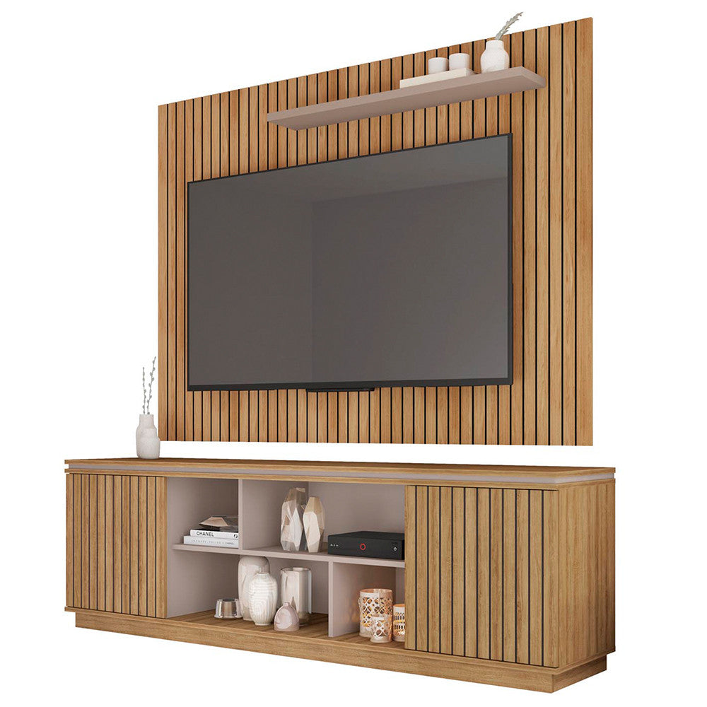Composição Rack Simetria com Painel Aegon para Tv até 70 Polegadas Caemmun - Lamina Mel/Cacao
