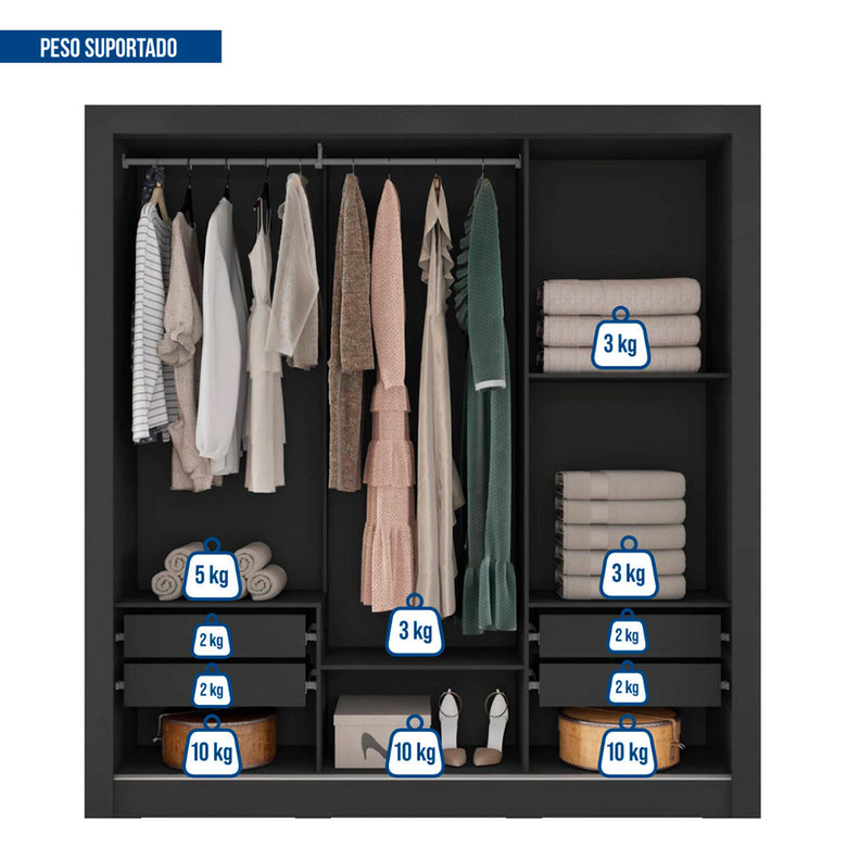 Guarda Roupa 3 Portas 4 Gavetas Santiago Caemmun