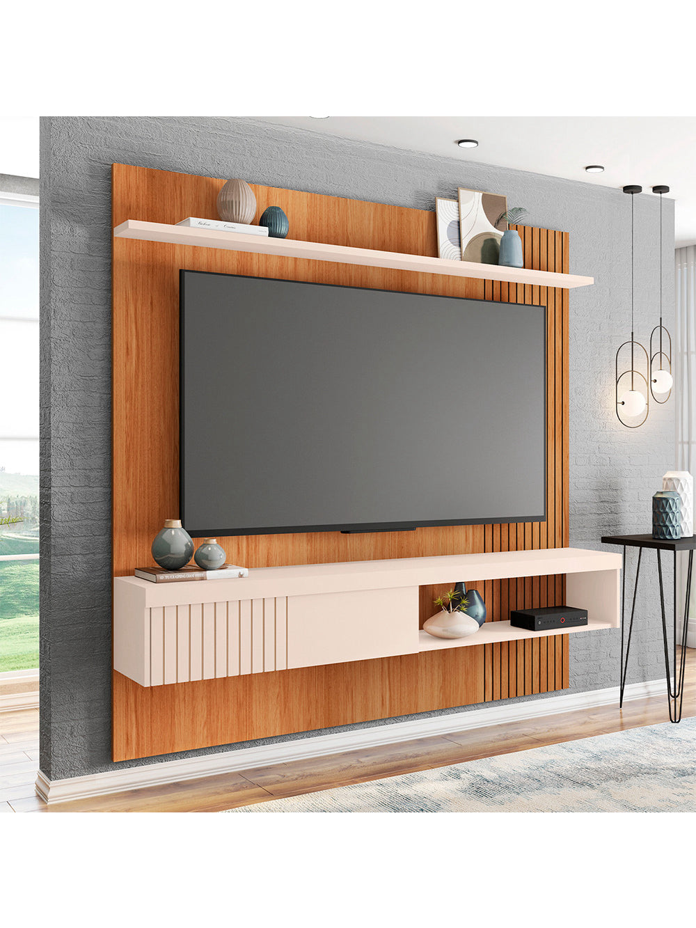 Painel para Tv até 65 Polegadas Jade 1.8 Caemmun - Freijó com Off White