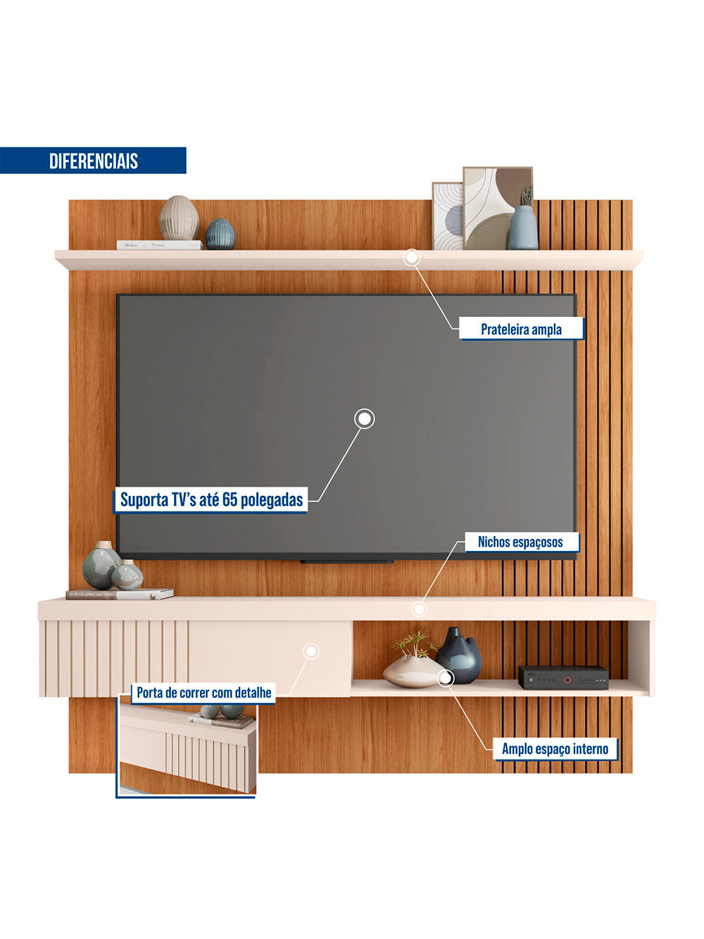 Painel para Tv até 65 Polegadas Jade 1.8 Caemmun