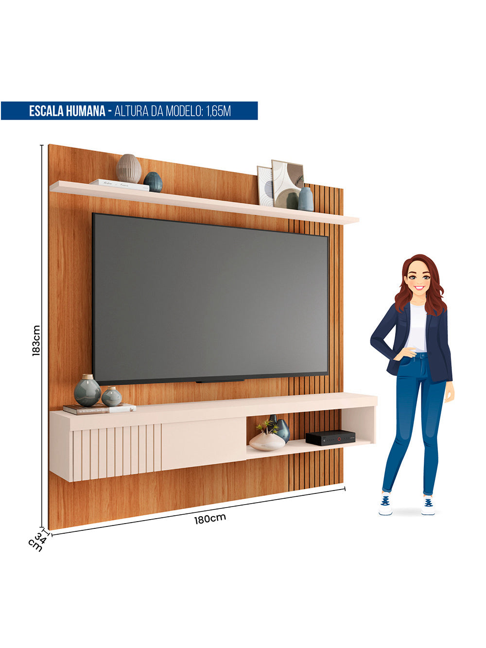 Painel para Tv até 65 Polegadas Jade 1.8 Caemmun