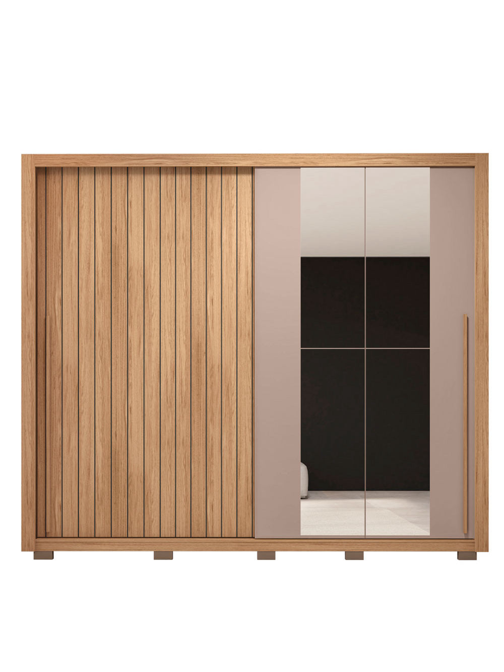 Guarda Roupa Casal Moviment com Espelhos 2 Portas 4 Gavetas Caemmun - Buriti / fendi
