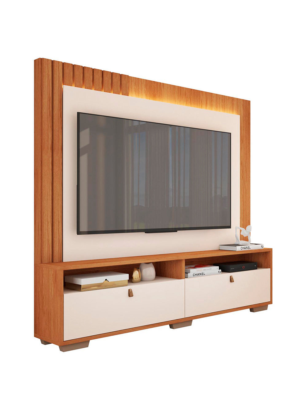 Painel Home Theater para Tv até 70 Polegadas Fox Caemmun - Freijó com Off White