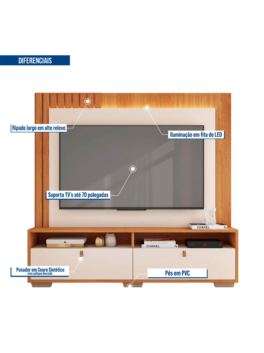 Painel Home Theater para Tv até 70 Polegadas Fox Caemmun