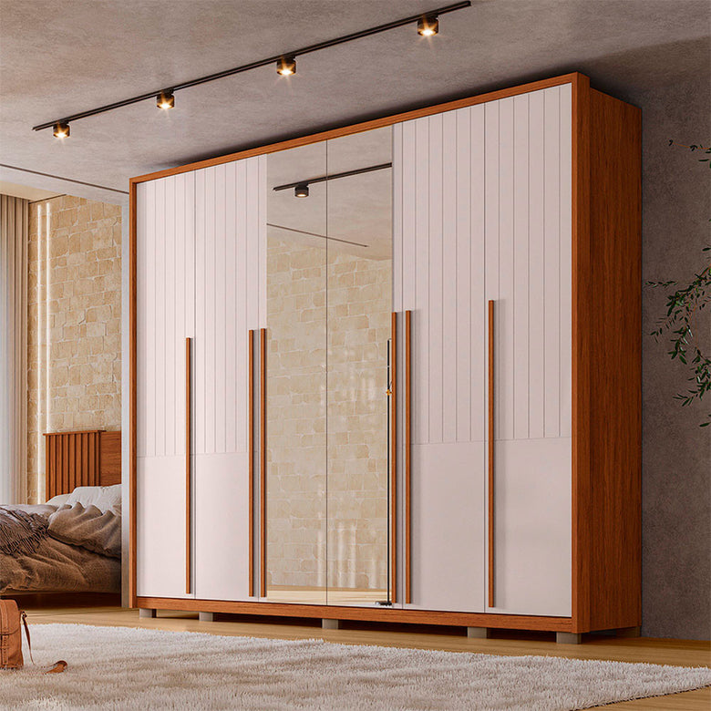 Guarda Roupa Casal Quintus Lux com Espelhos 6 Portas 6 Gavetas Caemmun