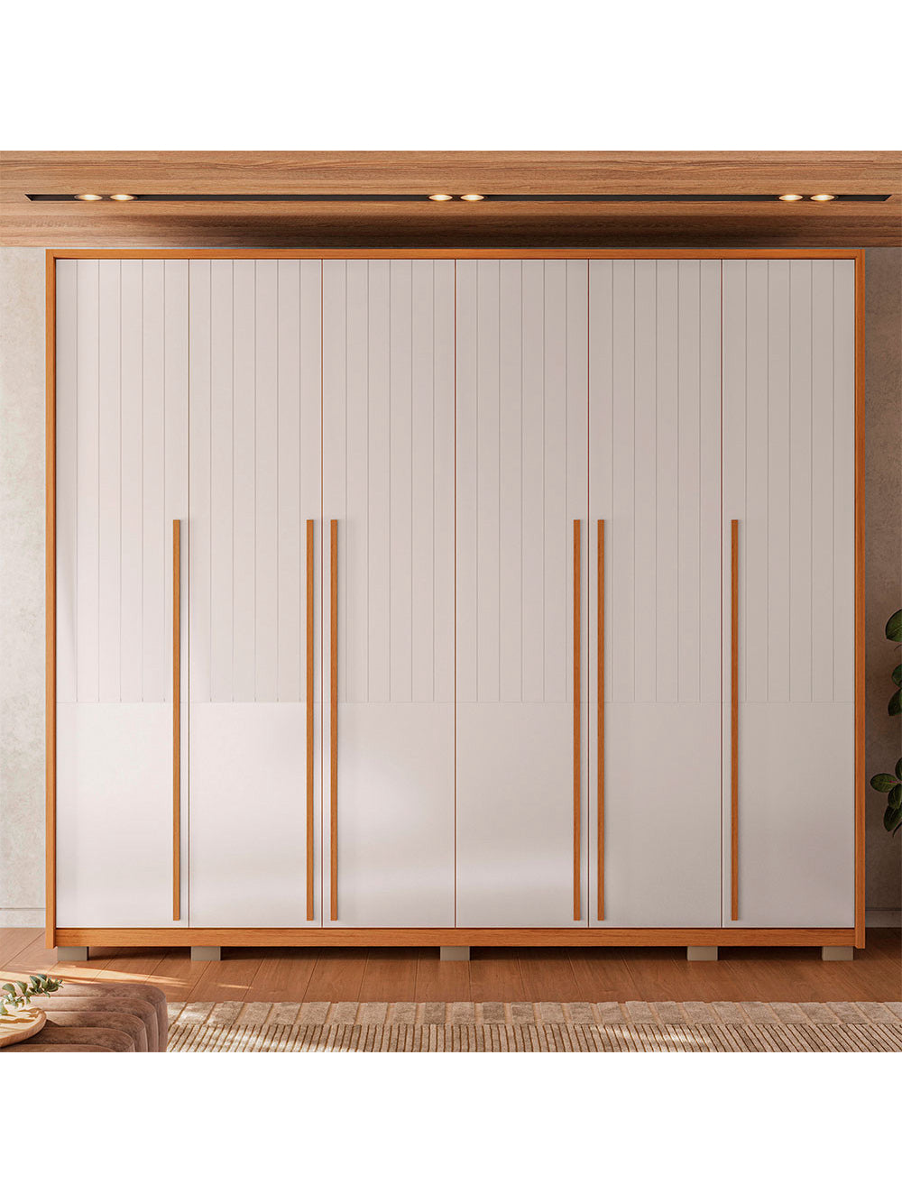 Guarda Roupa Casal Espartacus 6 Portas 6 Gavetas Caemmun - Freijo/off white