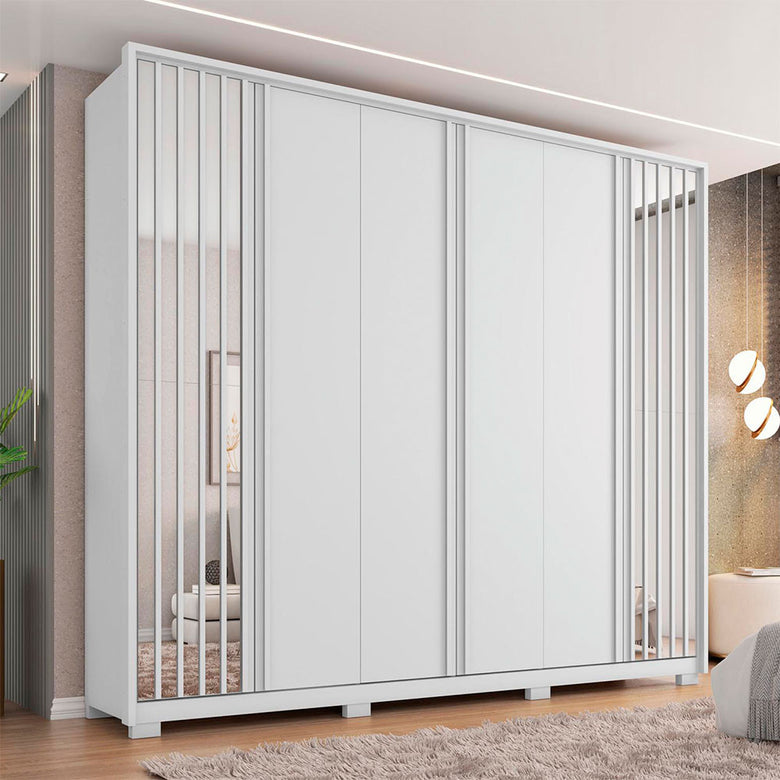 Guarda Roupa Casal Orfeus Ripado Espelhado 6 Portas 6 Gavetas Caemmun