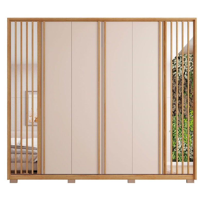 Guarda Roupa Casal Orfeus Ripado Espelhado 6 Portas 6 Gavetas Caemmun