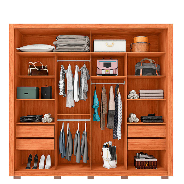 Guarda Roupa Casal Romanus Lux 2 Portas 4 Gavetas com Espelho Caemmun