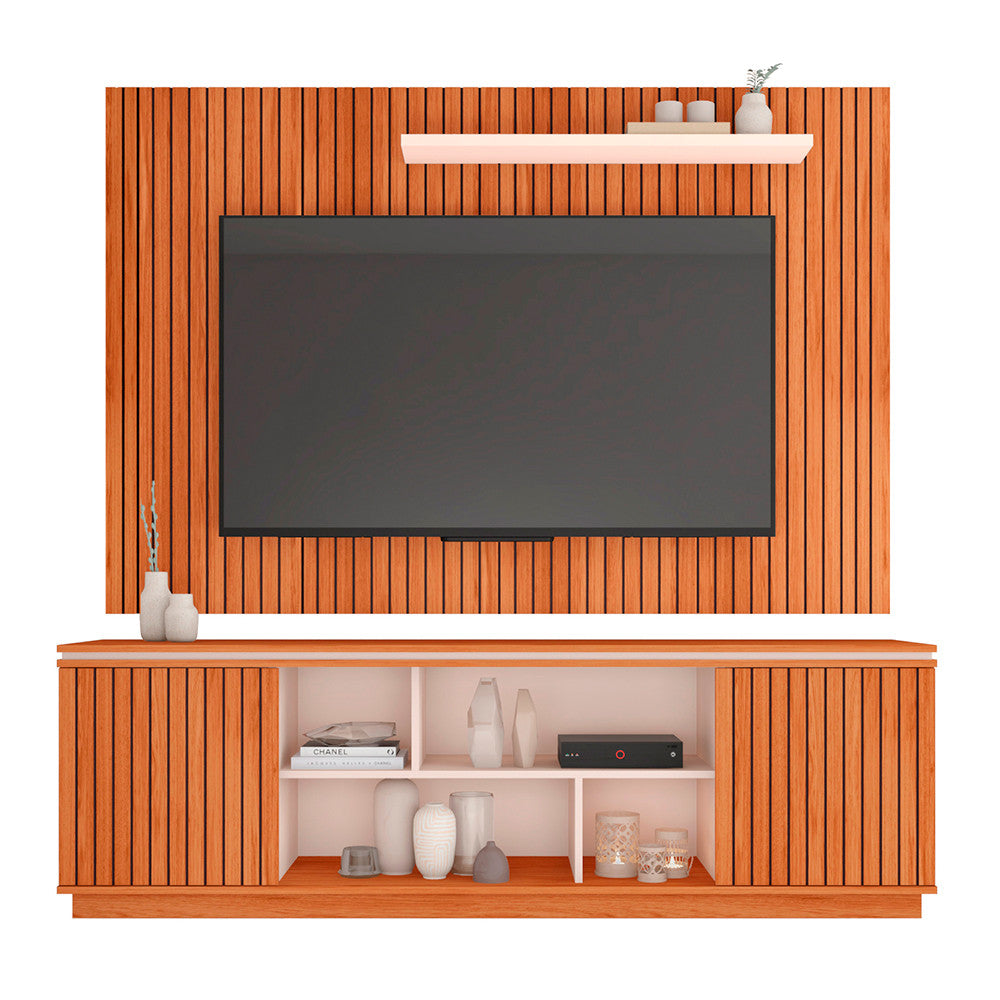 Composição Rack Simetria com Painel Aegon para Tv até 70 Polegadas Caemmun - Freijó com Off White