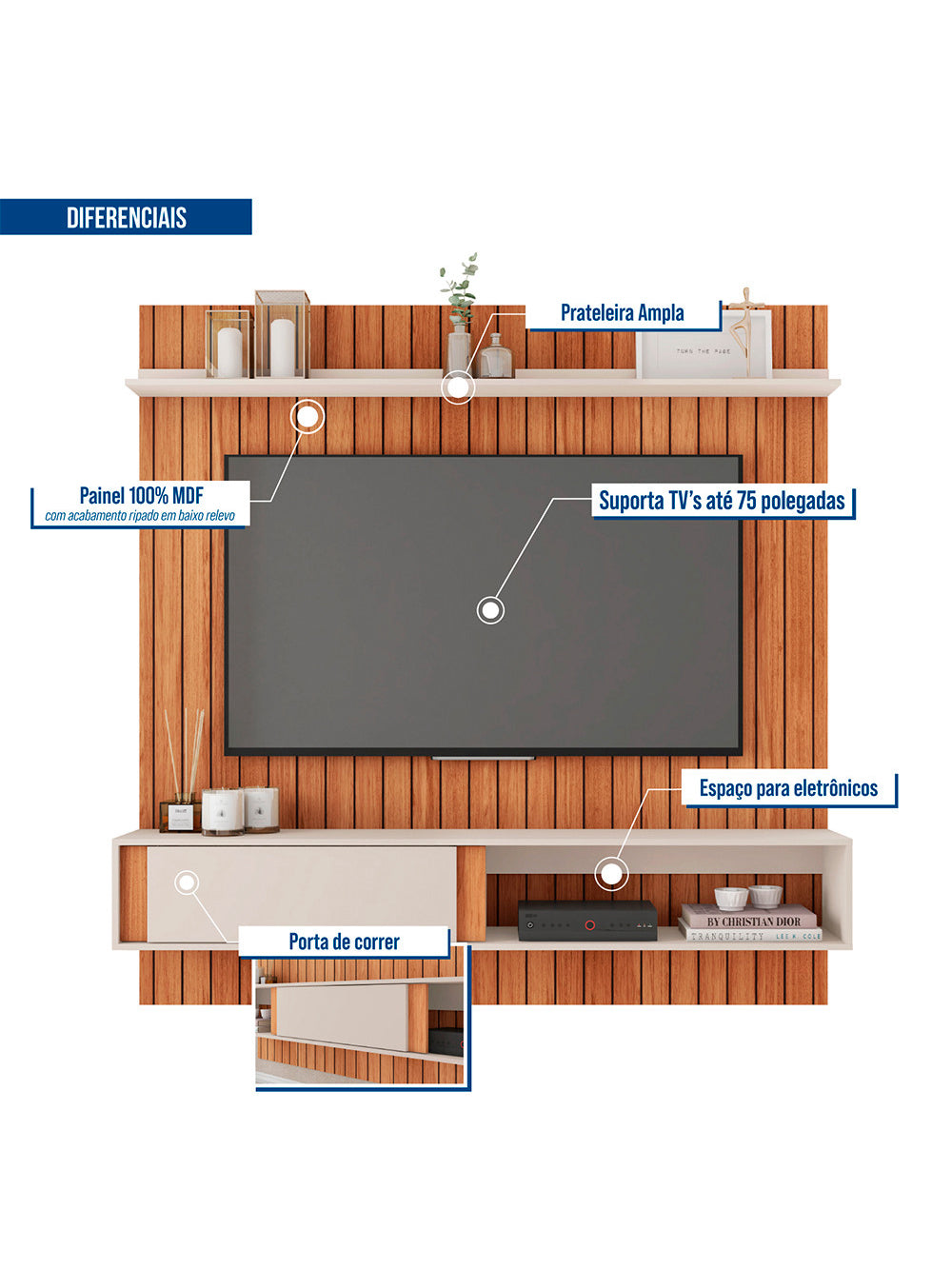 Painel para Tv até 70 Polegadas Boreal Caemmun