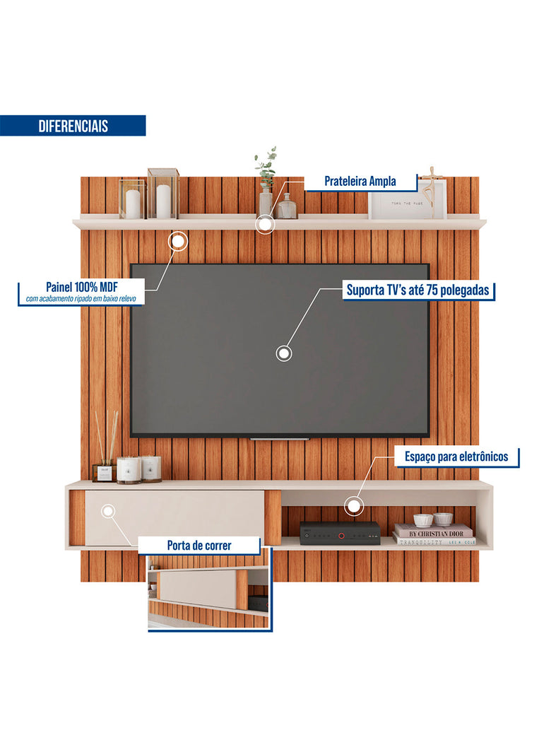 Painel para Tv até 70 Polegadas Boreal Caemmun