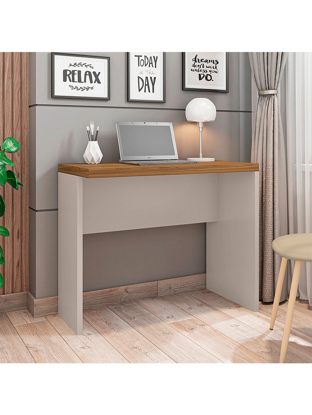 Mesa De Computador para Escritório Studio 0.9 Caemmun - Lamina Mel/Cacao