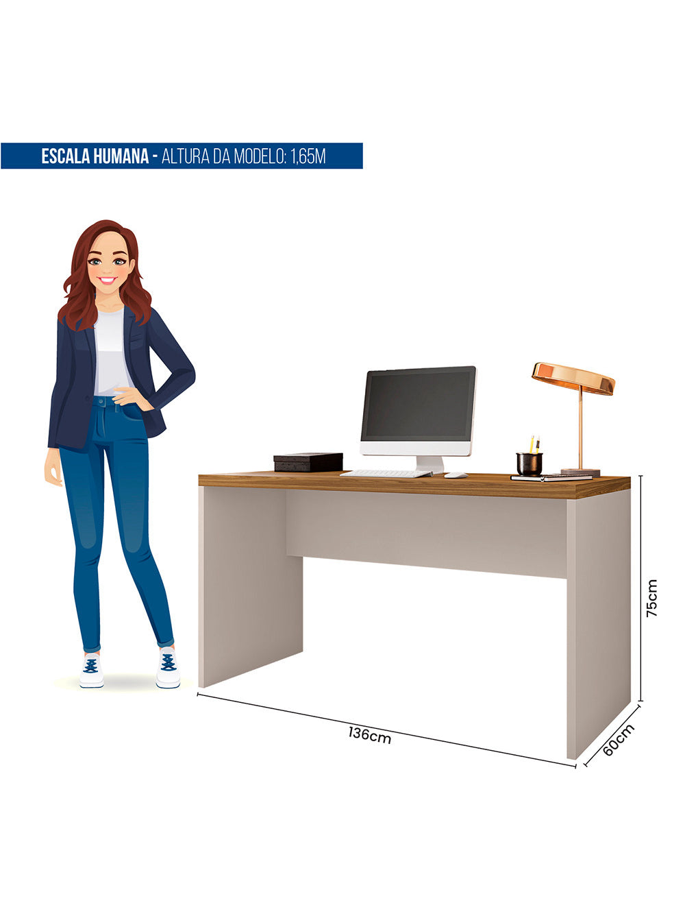 Mesa De Computador para Escritório Studio 1.3 Caemmun