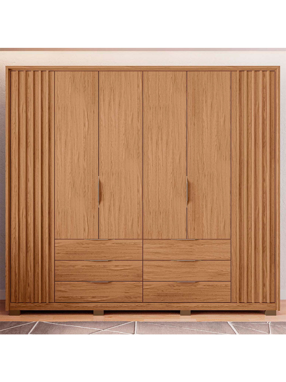 Guarda Roupa Casal Maximus 6 Portas 6 Gavetas Caemmun - Buriti / fendi