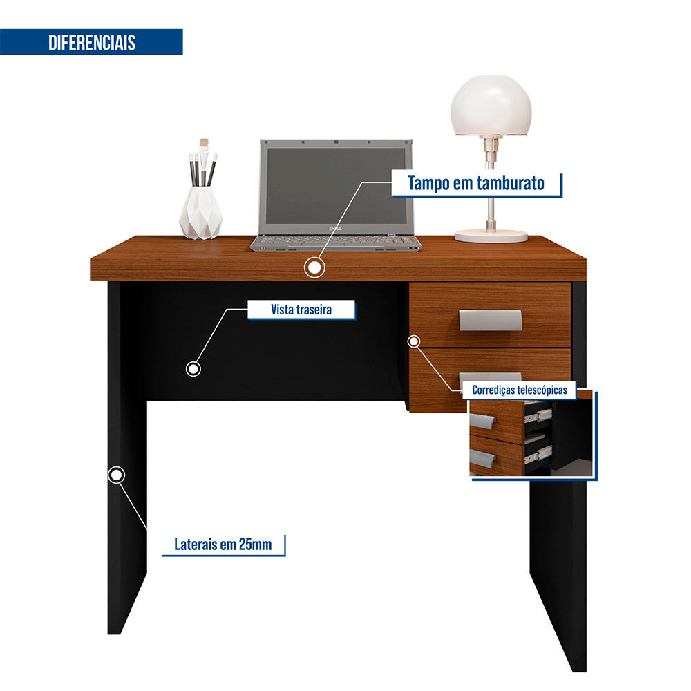 Mesa De Computador com Gaveteiro Escritório Studio 0.9 Caemmun