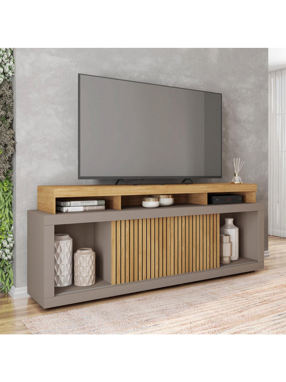 Rack Bancada para Tv até 70 Polegadas Aegon Caemmun - Buriti / fendi