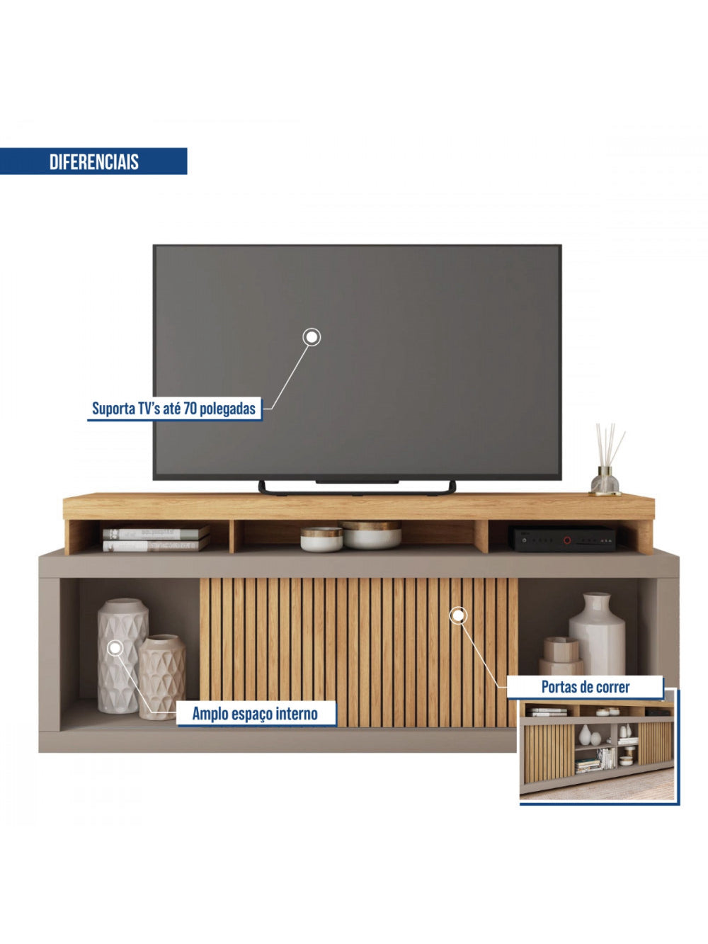 Rack Bancada para Tv até 70 Polegadas Aegon Caemmun