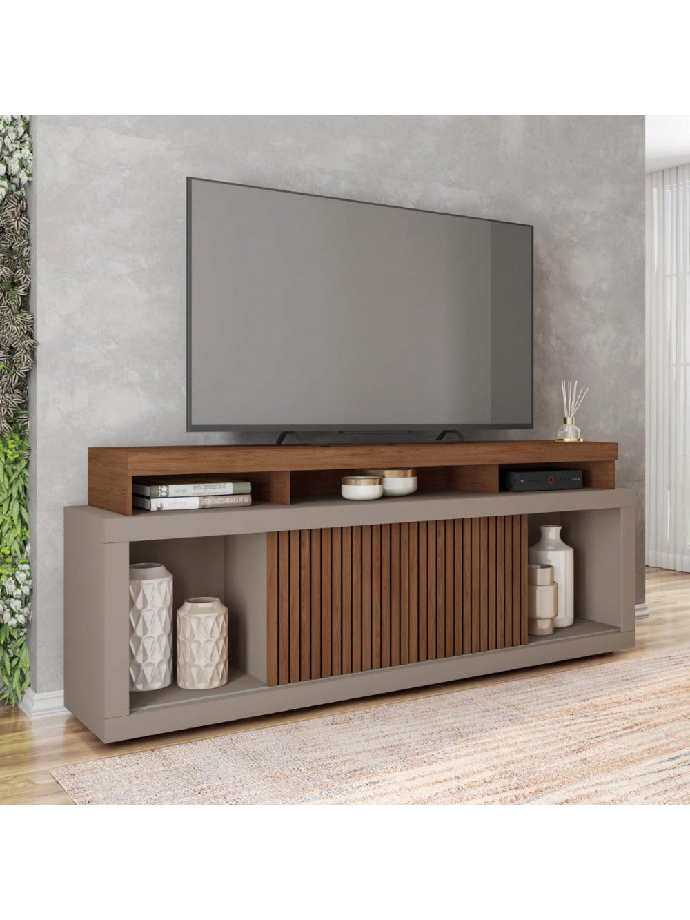 Rack Bancada para Tv até 70 Polegadas Aegon Caemmun - Fendi com Havana