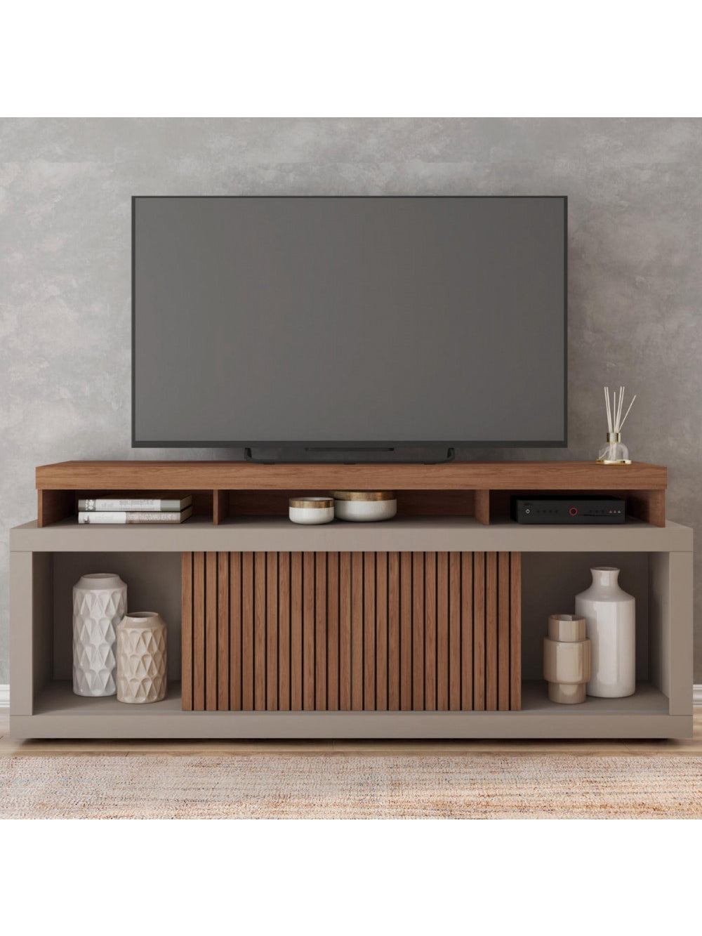 Rack Bancada para Tv até 70 Polegadas Aegon Caemmun - Freijó com Off White