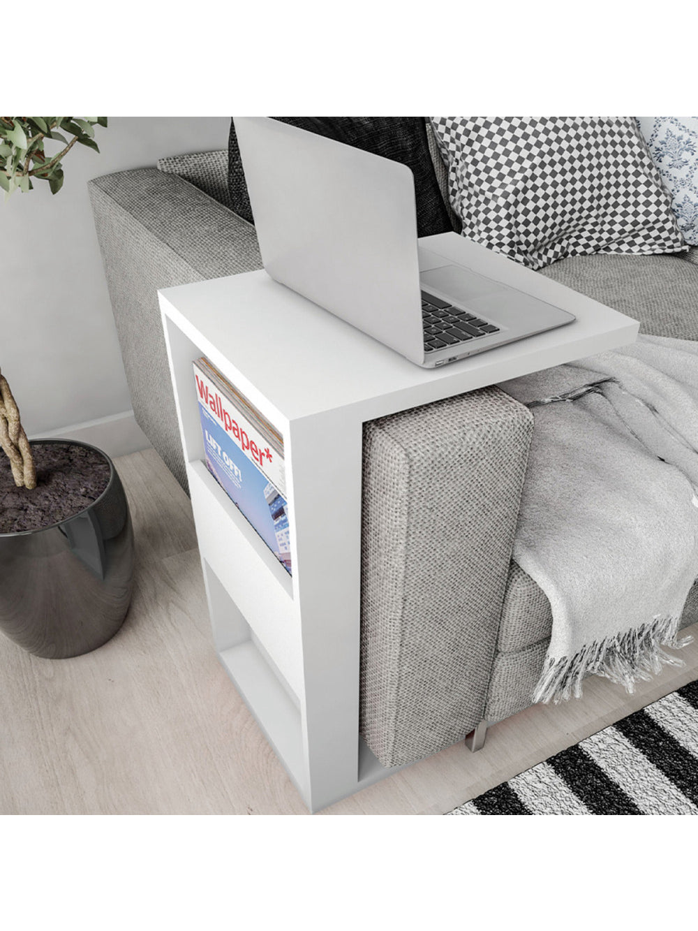 Mesa De Apoio Para Notebook e Sofá Book Caemmun - Branco