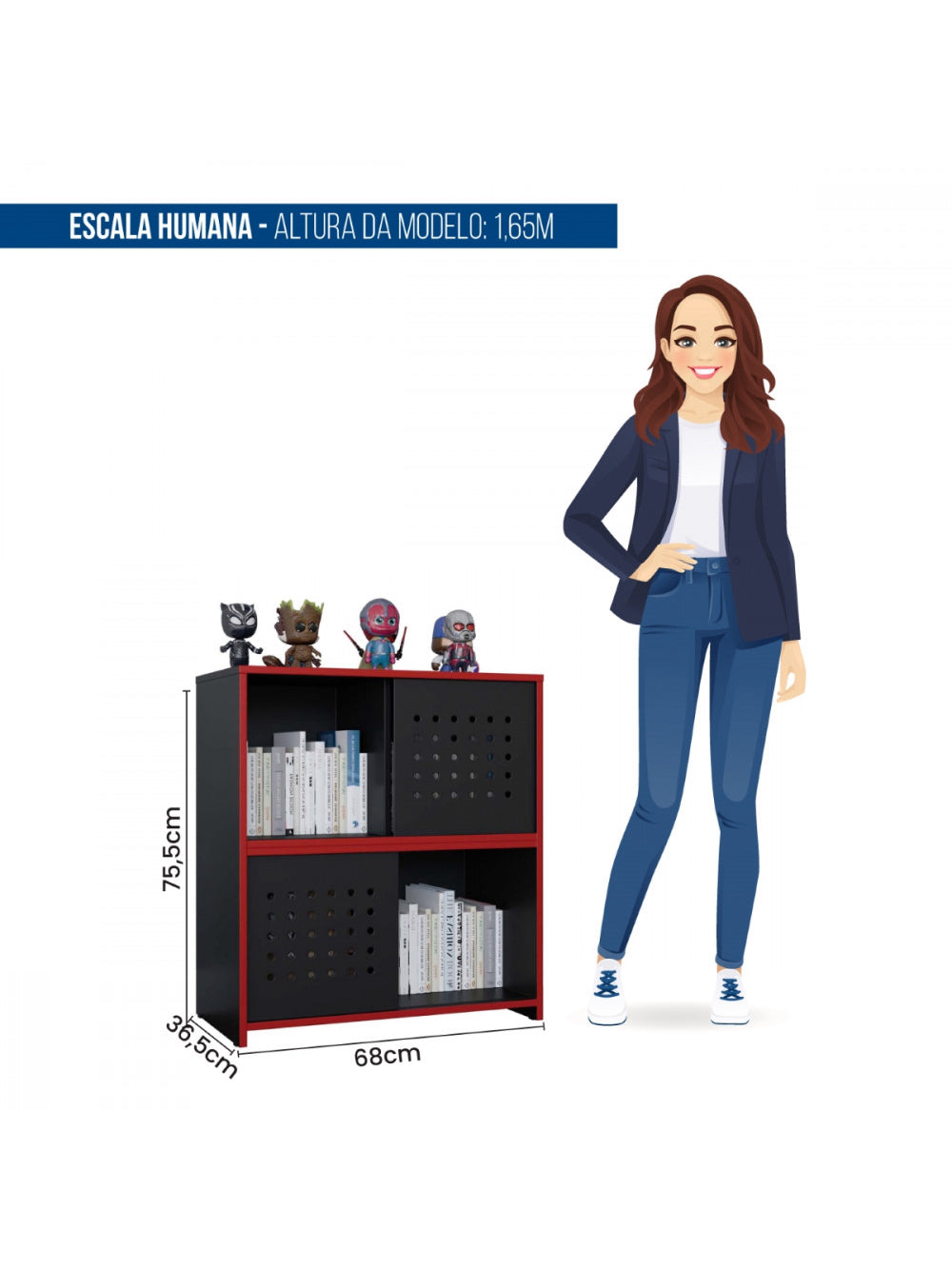 Estante Armário Gamer Escritório 2 Porta Pixel Caemmun