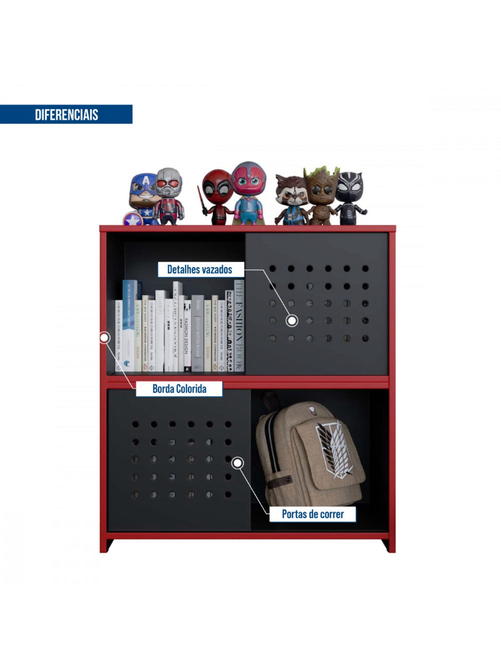 Estante Armário Gamer Escritório 2 Porta Pixel Caemmun